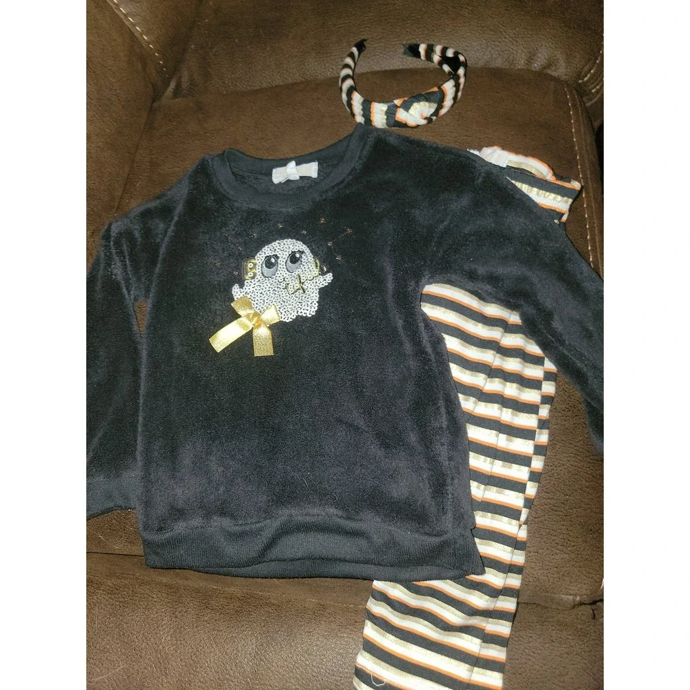 Kenzie girl fleece ghost top, leggings and headband size 4t